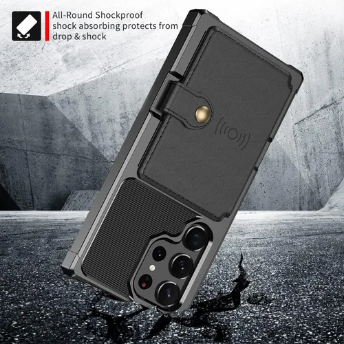 Miniatura 3 de Wefor Funda para Samsung Galaxy S23 Ultra - Funda tipo cartera con bolsillos para tarjetas de piel sintética para Samsung Galaxy S23 Ultra 2023 Negro