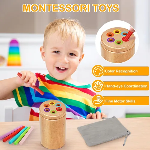 Miniatura 3 de Juguetes Montessori para niños de 1 a 3 años, juguetes de viaje para niños pequeños, juguete apilable de madera para niños de 18 meses en adelante