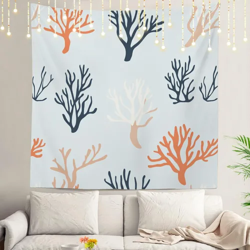 Miniatura 127 de Shrahala Tapiz de pared azul brillante, acuarela azul degradado para colgar en la pared, tapiz grande decorativo de fibra de poliéster, dobladillo