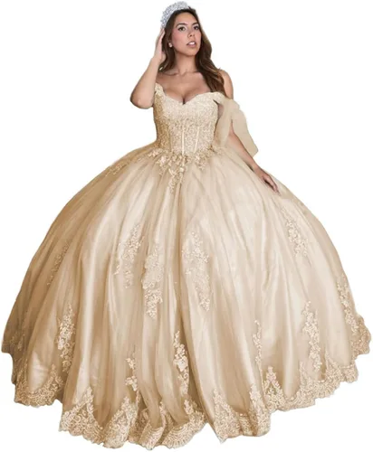 Zhangyo Dulce 16 vestidos de quinceañera vestido de bola fuera del hombro vestidos de fiesta con tren hinchado tul vestidos de fiesta de encaje
