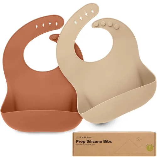 Miniatura 19 de KeaBabies Paquete de 2 baberos de silicona para bebés, niñas y niños, baberos resistentes de grado alimenticio para comer, atrapa alimentos grandes