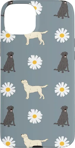Miniatura 9 de Labrador Retriever y Daisy Flower Pattern - Carcasa para iPhone 17, color azul polvoriento