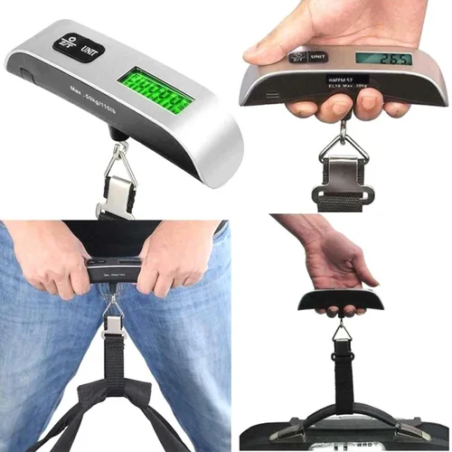 Miniatura 6 de PCTC Báscula digital de equipaje, pantalla LCD, báscula de equipaje portátil para maletas con mango de pintura de goma, sensor de temperatura, 110