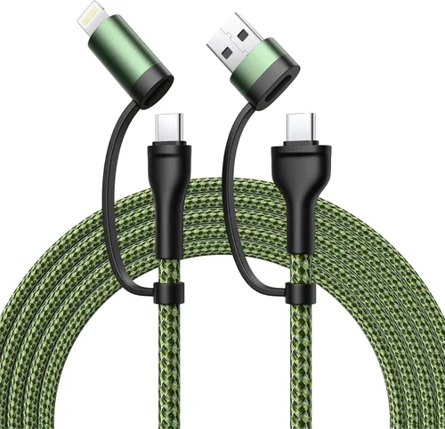 Miniatura 15 de Cable de carga 4 en 1, adaptador USB C Lightning USB C a USB C 60W PD [carga rápida y sincronización de datos] Cargador múltiple 4 en 1 para iPhone