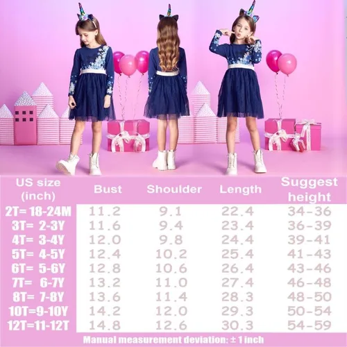 Miniatura 6 de VIKITA Vestidos de invierno de manga larga y tutú para niñas pequeñas de 3 a 7 años, vestido de fiesta y navidad para niñas