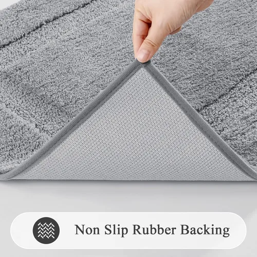 Miniatura 2 de SHACOS Alfombras de baño súper suaves y esponjosas de 24"x36" antideslizantes, lavables, alfombras de baño absorbentes, alfombras para suelo de Gris