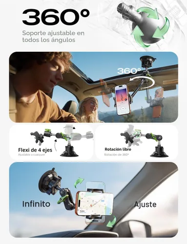 Miniatura 2 de MAGIC JOHN Soporte para teléfono de coche, soportes ultraduraderos de metal para tu coche, soporte para teléfono celular de coche de rotación 360°