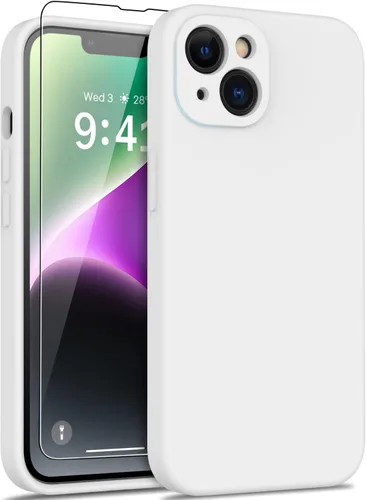 Miniatura 8 de DEENAKIN Funda compatible con iPhone 14 Plus con protector de pantalla, funda mejorada para cámara, goma de gel de silicona suave probada contra