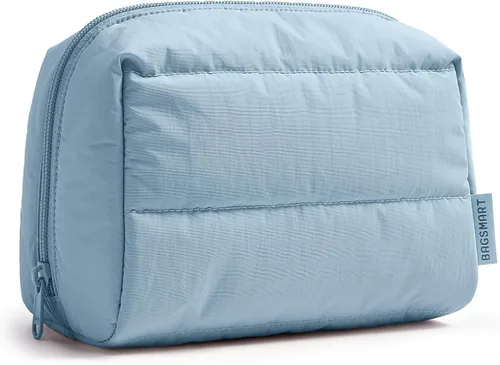 Miniatura 30 de BAGSMART Bolsa de maquillaje pequeña, bolsa compacta para cosméticos para mujer, organizador de artículos de tocador de viaje con diseño abierto