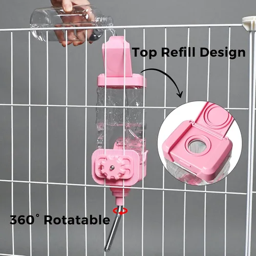 Miniatura 9 de Dispensador de agua Vannon para animales pequeños para jaula, botella de agua de 30oz para autoalimentación en jaula para conejo, chinchilla, hurón
