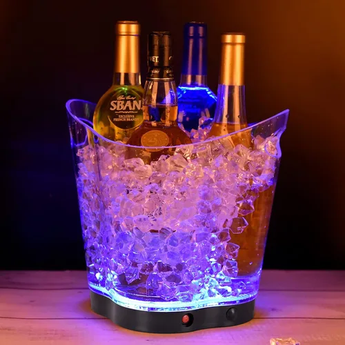 Miniatura 3 de Cubo de hielo LED – Cubo de hielo portátil colorido degradado de 6 litros, ideal para bar en casa, cerveza fría, champán y vino