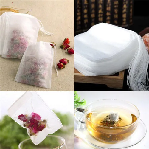 Miniatura 6 de 100 bolsas de filtro de té, telas no tejidas, bolsas de té vacías con sello de cuerda, papel de filtro, bolsas de té sueltas