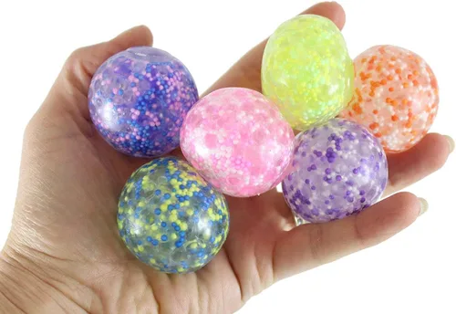 Miniatura 2 de Curious Minds Busy Bags 6 bolas en total, 2 paquetes de 3 pequeñas y increíbles cuentas de confeti de 1.5 pulgadas con bolas gruesas moldeables