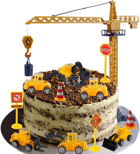 Miniatura 3 de Decoración para tartas de construcción, grúa grande, excavadora, tráfico, señales de tráfico, decoración de pasteles, suministros de fiesta