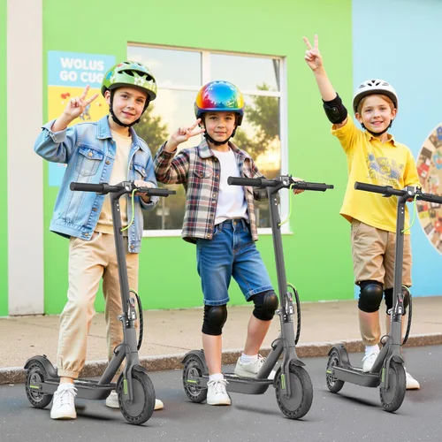 Miniatura 6 de WERHY Scooter eléctrico plegable para niños, motor de 350 W, alcance máximo de 12/16 millas, velocidad máxima de 19 MPH, neumático sólido de 8.5