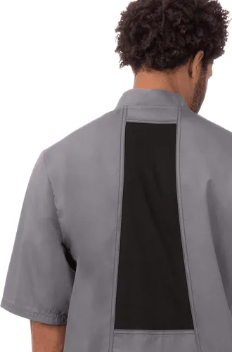 Miniatura 3 de Chef Works Men's Valais V-Series Chef Coat, Dark Gray wBlack Contrast