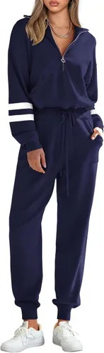 Miniatura 148 de PRETTYGARDEN Conjunto de suéter de 2 piezas para mujer, sudadera con cremallera, pantalones deportivos, ropa casual
