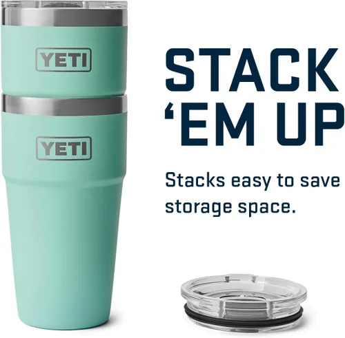 Miniatura 6 de YETI Rambler - Vaso apilable de 20 onzas, acero inoxidable, aislado al vacío con tapa MagSlider Verde mar