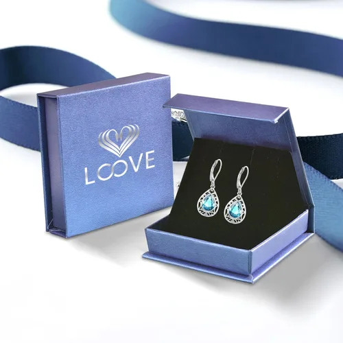Miniatura 119 de Aretes colgantes de plata de ley con diseño de árbol de la vida, flor, abeja, animales, gato, colibrí, piedra lunar, turquesa, aretes con cierre