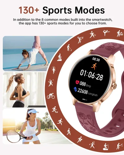 Miniatura 3 de Reloj inteligente para mujer (respuesta/hacer llamadas), reloj de seguimiento de actividad física de 1.27 pulgadas con más de 130 modos deportivos