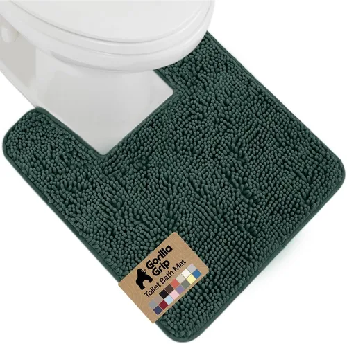 Miniatura 66 de Gorilla Grip - Tapete de baño afelpado, absorbente, peludo, de felpilla, para base de inodoro cuadrada, reverso de goma, suave, de microfibra, claro