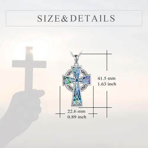Miniatura 37 de YFN Collar de cruz de plata de ley 925 con nudo celta cruz infinito corazón amor colgante collar de 18 pulgadas