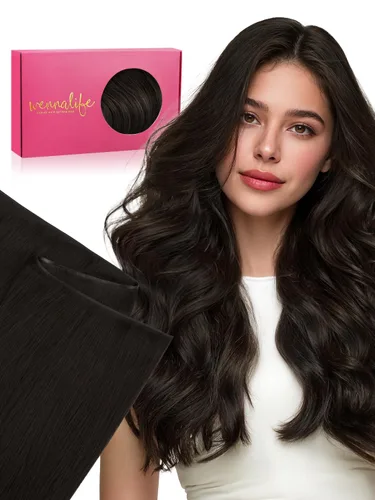 Miniatura 29 de WENNALIFE Extensiones de cabello humano real, 20 pulgadas, 3.53 onzas, color marrón chocolate, trama, cabello Remy atado a mano, extensiones