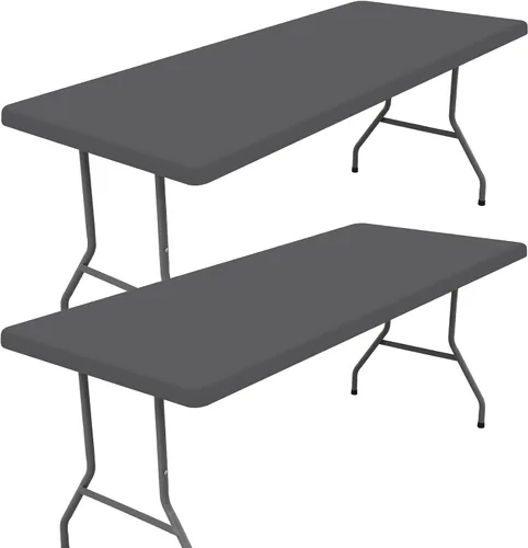 Miniatura 58 de Moosfor Paquete de 2 manteles rectangulares de elastano de 4 pies, elásticos y ajustables para pícnic, cubierta de mesa de patio elástica y lavable