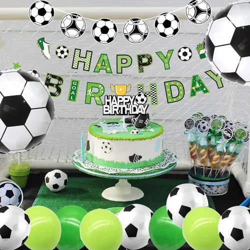 Miniatura 5 de Decoraciones de fiesta de cumpleaños de fútbol, globos de fútbol para hombres y niños, fiesta de cumpleaños deportiva, fiesta temática de fútbol