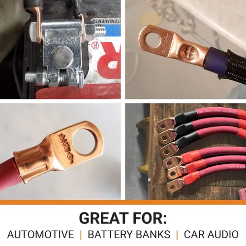 Miniatura 4 de SELTERM - 25 terminales de anillo resistentes para cable de batería eléctrica, calibre 4 AWG, pernos de 38pulgadas, terminales de calibre 4, ojales