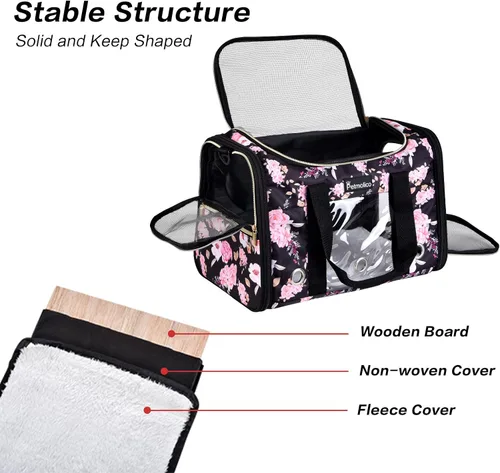 Miniatura 5 de Transportador Petmolico para gatos de lados blandos, bolsa para mascotas pequeñas y medianas, para gatitos 16LBs - Transportador de viaje para Rosa