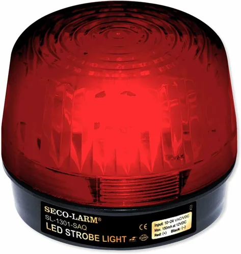 Seco-Larm Enforcer - Luz estroboscópica LED con sirena programable incorporada, color rojo (SL-1301-SAQ/R)