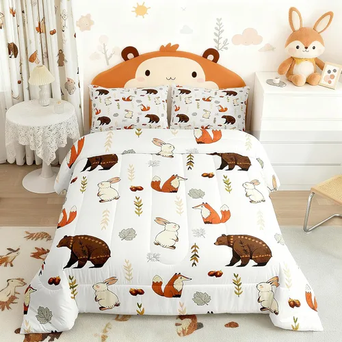 Miniatura 28 de Feelyou Juego de edredón de animales de la selva para todas las estaciones, juego de ropa de cama con 1 funda de almohada de microfibra de elefante