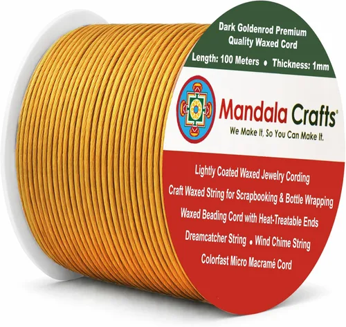Miniatura 89 de Cuerda Mandala Crafts 0.03 pulgadas 109 yardas para hacer joyería, artesanía, macramé, cuerda de algodón encerado Negro