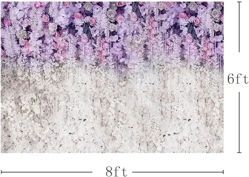 Miniatura 2 de MEHOFOND Fondo de estudio fotográfico floral lavanda y blanco para despedida de soltera, fondo de fotografía de boda morado claro para baby shower