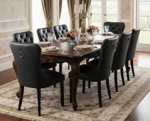 Miniatura 11 de EALSON Juego de 2 sillas de comedor modernas de cuero de mediados de siglo con patas de madera, sillas laterales de cocina tapizadas con ribete
