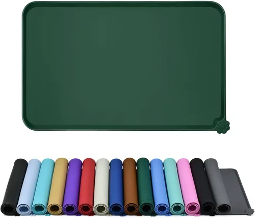 Reopet - Tapete impermeable para alimentación de mascotas con bordes elevados altos, manteles individuales más pesados y gruesos para tazón de agua