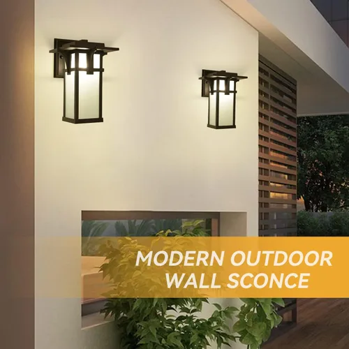 Miniatura 5 de Luces de porche para montaje en pared, farol de pared al aire libre, de aluminio impermeable con vidrio esmerilado, lámparas de pared modernas