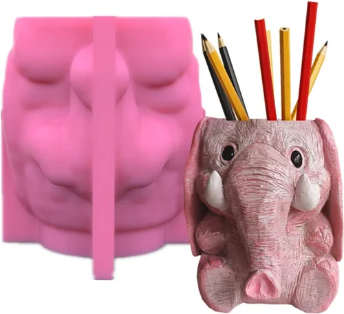 Miniatura 3 de Moldes de maceta de flores de hormigón de elefante sentado, maceta para plantas suculentas, moldes de silicona, molde de portavelas y portaplumas
