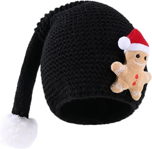 Miniatura 2 de Kayotuas Gorro de punto de Navidad para niños, bebé, pan de jengibre, lindo pompón, sombreros de dibujos animados, suministros de fiesta de Navidad