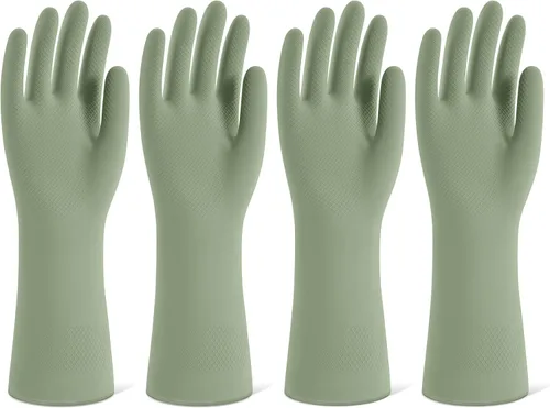 Miniatura 10 de Guantes de limpieza de goma para lavar platos, 4 pares de guantes de cocina reutilizables para lavar platos y limpieza del hogar, guantes de lavar