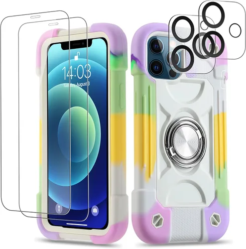 Miniatura 95 de Funda para iPhone 11 de 6.1 pulgadas con soporte de anillo, con 2 protectores de pantalla de vidrio, resistente a los golpes, resistente a