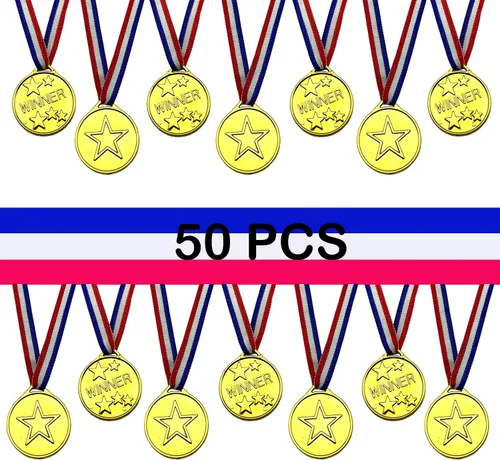 Miniatura 2 de 50 medallas de oro de plástico ganador de medallas de premio para niños deportes escolares, competiciones de fútbol, juegos, espectáculo