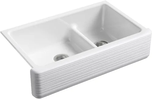 Miniatura 48 de KOHLER Whitehaven® K-6427-42 - Fregadero de cocina empotrado de 35-3/4 pulgadas, autorecortable, Smart Divide, Grande/Mediano con Delantal alto