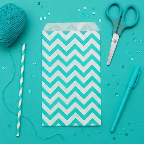 Miniatura 6 de 888 Display - 200 piezas de bolsas de regalo de papel Chevron verde azulado de 4 x 6 pulgadas, bolsas planas de ventas de compras