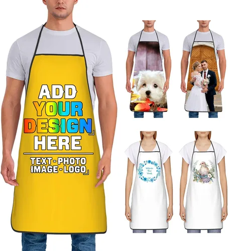 Miniatura 34 de Delantal personalizado para mujer, personalizado para añadir tu propio nombre, texto, logotipo, foto, chef, delantal de cocina para barbacoa