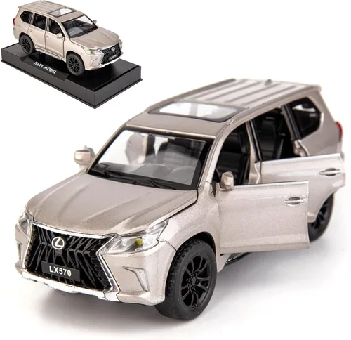 Miniatura 8 de BDTCTK 1/32 Compatible con Lexus LX570 Off-Road en SUV de lujo, auto de juguete de aleación de zinc con sonido y luz para regalo para niños y niñas