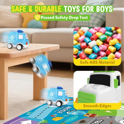 Miniatura 5 de Camión de juguete 7 en 1 para niños de 2, 3, 4, 5 años, camión transportador ecológico de 17 pulgadas más largo con 6 bonitos autos y tapete