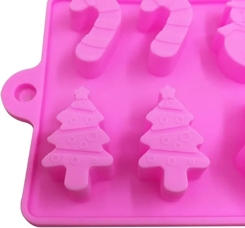 Miniatura 8 de YuCool Paquete de 3 moldes de silicona de Navidad para chocolate y caramelos, pequeños moldes de silicona para hornear – rojo, verde, rosa