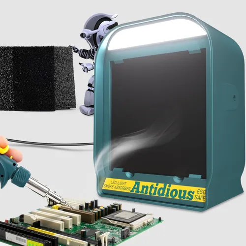 Miniatura 9 de Antidious Extractor de humos Filtro portátil para soldadura anti-ESD, para soldar, equipo de extracción de ventiladores de bricolaje con carbón